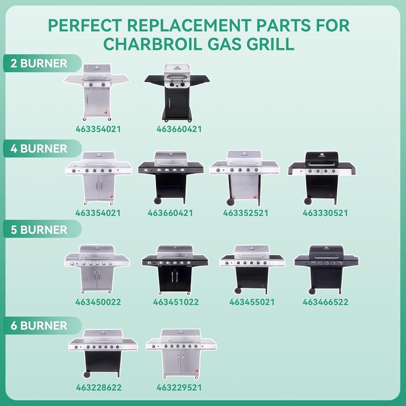 COGRICHBF 463365021 463366022 Grill Replacement Parts for Charbroil Performance 4 Burner 463365021 463354021 463352521 463351021, 5 Burner 463448021, G325-0002-W1 Heat Plate, G327-2100-W1 Burner, Crossover Tube - Image 2